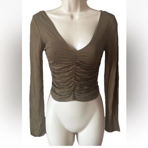 Forever 21 Women’s Ruched Top Dark Olive Size Medium NWT
